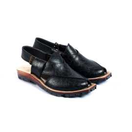 Amani Narozi Peshawari Chappal For Men - Black