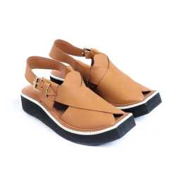 Amani Sultan Peshawari Chappal For Men - Light Brown