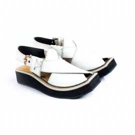 Amani Sultan Peshawari Chappal For Men - White