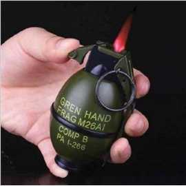 Hand Grenade Lighter With Keychain