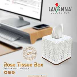 Rose Square Tissue Roll Box  - 1-Piece