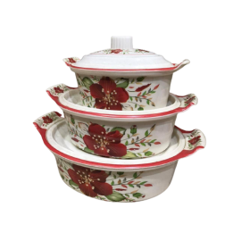 Melamine Serving Bowls With Lid - 3 PCS Set