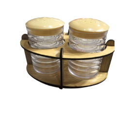 Salt And Pepper Set With Beautiful Wooden Stand