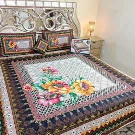 Designer Bed Sheet Set - Light Yellow