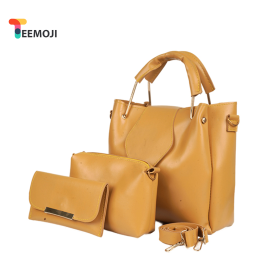 1-Set - Large Capacity Leather Shoulder Bags for Women - Yellow