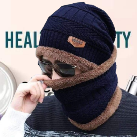 Winter Cap and neck for For Unisex - Navy Blue