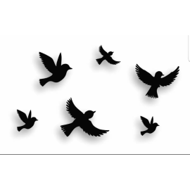 Sparrow 3D Flying Wooden Birds for Wall Décor - Pack of 6