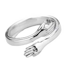 Loving Couple Hug Rings For Women - Silver