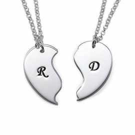 Silver Two Heart Broken RD Necklace For Women