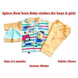 Newborn Baby 3 PCS Thin Yellow Suit For Boys And Girls - 1 Pack