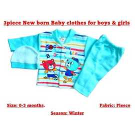 Newborn Baby 3 PCS Blue Suit For Boys And Girls - 1 Pack