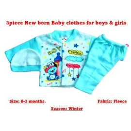 Newborn Baby 3 PCS Light Blue Suit For Boys And Girls - 1 Pack
