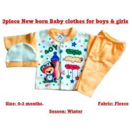 Newborn Baby 3 PCS Yellow Suit For Boys And Girls - 1 Pack
