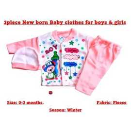 Newborn Baby 3 PCS Light Pink Suit For Boys And Girls - 1 Pack