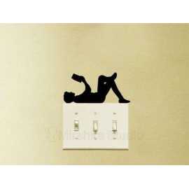 Man Reading Switchboard Wall Sticker Switch Board Stickers