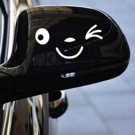 2 Smiling Eye Blink Winks Face Black For Car Side Mirror Sticker Stickers