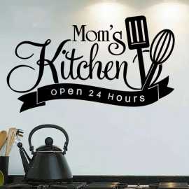 Mom'S Kitchen Always Open Black Kitchen Wall Decoration Sticker