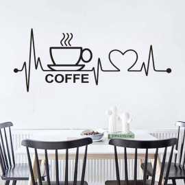 Coffee Heartbeat Designed Wall Stickers For Home Decor Lovers 2 X 1 Feet