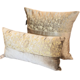 Set Of 2 Cushions Silver Bronze