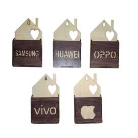Wall Wooden Charging Mobile Holder - Pack Of 5