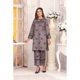 Bint al Bilaad Khadi Viscose Fancy Embroidered Suits For Women - Dark Grey - Pack of 2 PCS