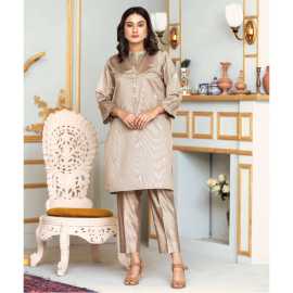 Bint al Bilaad Khadi Viscose Embroidered Suit For Women - Skin Color - Pack of 2 PCS