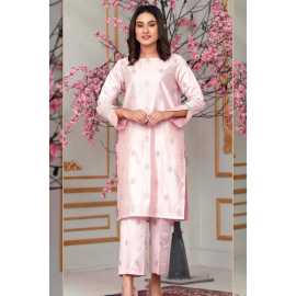 Bint al Bilaad Khadi Viscose Embroidered Suit For Women - Light Pink - Pack of 2 PCS