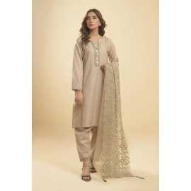 Needleast Supreme Khaddar Shirt, Trouser & Dupatta Skin Stitched Suit For Women - Pack of 3 PCS