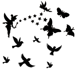 Flying Wooden 3d Birds & Fairy, Star & Butterflies For Your Kids Bedroom - 1 Pack