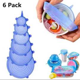 Silicon Food Storage Box Lids Covers - Pack of 6 Pieces