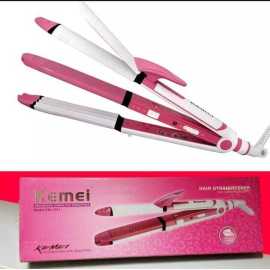 Kemei Hair Straightener 3 In 1 Roller Curler Crimper