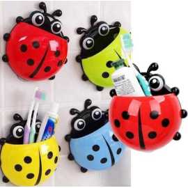 Ladybug Style Toothpaste And Toothbrush Holder - 1 Piece