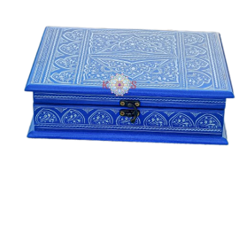 Jewellery Box Novelty Item Unique Blue Pottery Artisan Traditional Hand Carved
