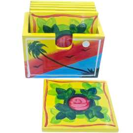 Non Slip Painted Coasters Coffee Tea Cup Mats For Office & Home - 6 PCS