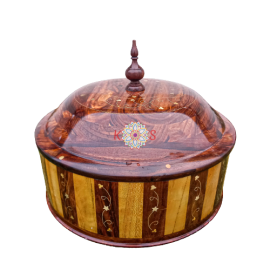 Wooden Hotpot With Steel Bowl And Brass Work