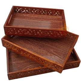 Different Sizes Wooden Serving Trays Set For Dinner - 1 Set