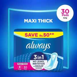 Always Maxi Thick Pads, 30-Pack