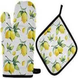 Oven Mitt And Heat Resistant's Pot Holder Glove Pad Protective - Mix Design