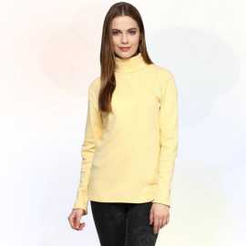 Stitchigh - Stretchy And Comfy Yellow Hi-Neck For Women - Ribbed Lycra Material
