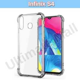 Infinix S4 - Four corner Transparent Silicon Anti-Shocked Proof Case- New Crystal Back Mobile Cover