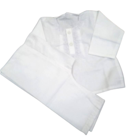 Embroidered White Kurta Pajama For Born - Age Born To 6 Months