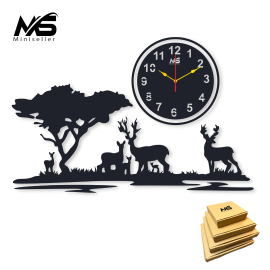 Wall Clock 3D Jungle style 35x22 inches Wooden Watch  Design Decoration Quartz Numeric