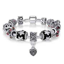 Beaded Silver Plated Charm Bracelet