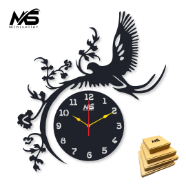 Wall Clock 3D Bird style 30x25 inch Wooden Watch Design Decoration Quartz Numeric