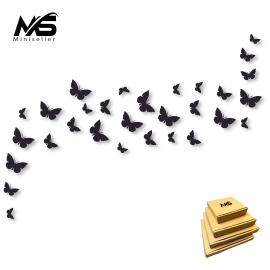 Pack of 30 Wooden butterflies Design Decoration For Home Decor Living Room And Offices And For Gifts - Black