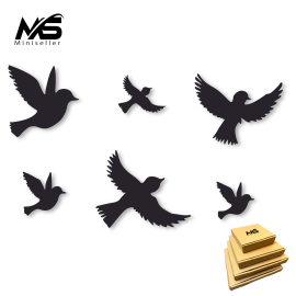 Pack of 6 sparrow 18x11 inches acrylic wood For Home Decor Living Room And Offices And For Gift