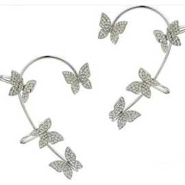 Simple Delicate Butterfly ear cuff - Silver