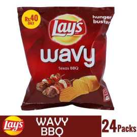 Lay's Wavy Bbq Potato Chips - 24 Packets