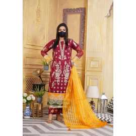 Organza Embroidered Stitched Luxury Formal 3 PCS Suit For Women - Red