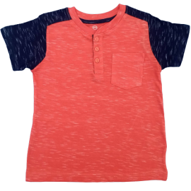 Copper Cotton Fabric Denim Round Neck T-Shirt - Orange